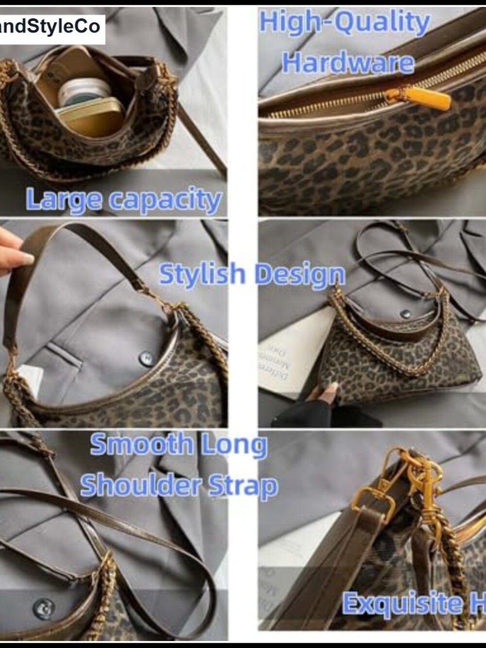 Leopard Print Crossbody Bag Purse for Women Trendy Travel Purse - Picture 3 of 6